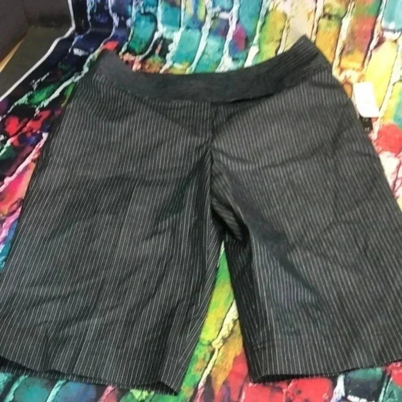 Pantology brand shorts‎ women’s size 12 dark gray with pinstripes - Picture 1 of 7